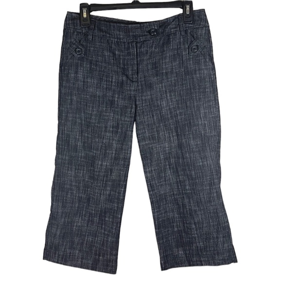 Sandro Petite Heathered Black Linen Look Capri Pants - Picture 1 of 8